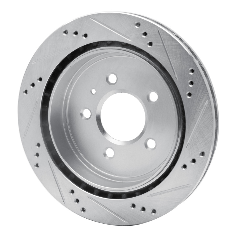 Cadillac CTS Brake Rotor (1) - Rear Left - R1 Concepts - Drilled & Slotted - Silver - `03-`11